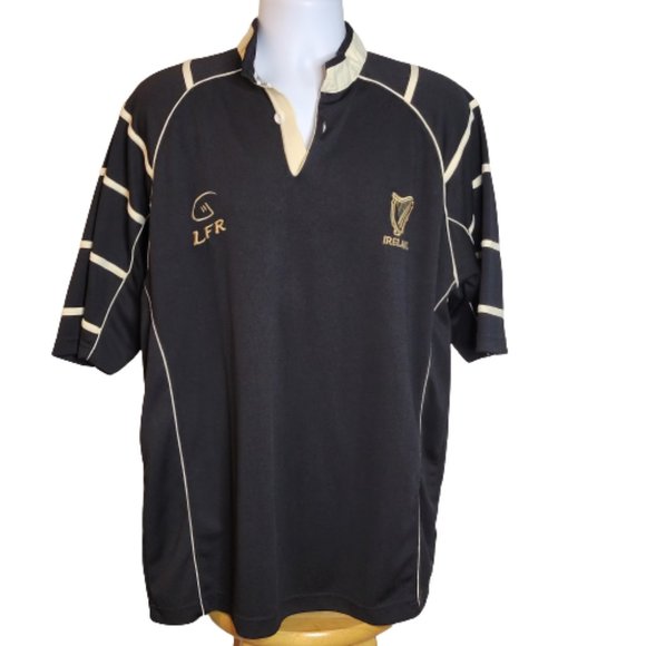 Live For Rugby Other - Live For Rugby Mens Retro Ireland S/S Rugby Jersey Size XL Black w/Beige